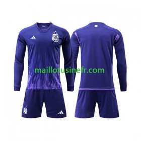 Maillot de Foot Argentine 3 Stars Extérieur Coupe du monde 2022 Manches Longues - Enfant